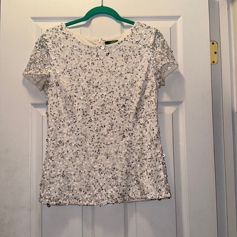 Adrianna Pappell white sequin short sleeve. Size 10. Only worn once.